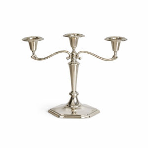 3-armet lysestage, sølv 6-kantet fod