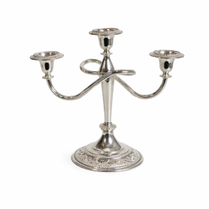 3-armet lysestage, rund fod