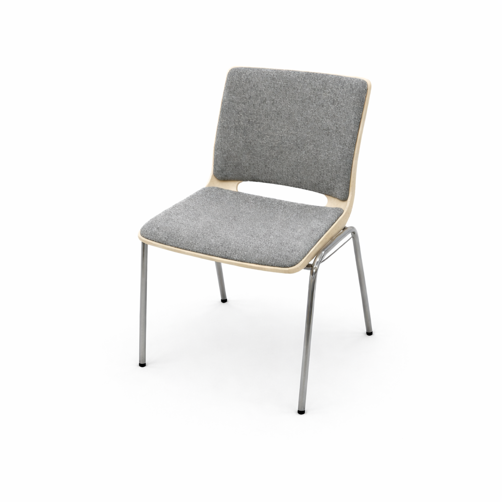 Stabelstol med sæde og ryg polstring, grå